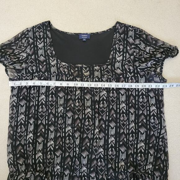 Reitmans Plus Petite 18 Pullover Top Lined Body Sheer Cap Sleeve Black White - Picture 9 of 14